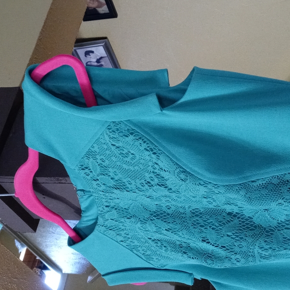 Adrianna Papell Body Contour Mini Dress Sleeveless w/Lace Women's Size 4 - Picture 4 of 6